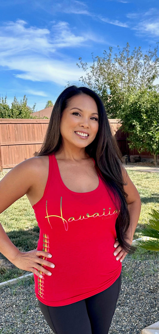 Womens Racerback Tanktops "Rasta Logo" (Red)