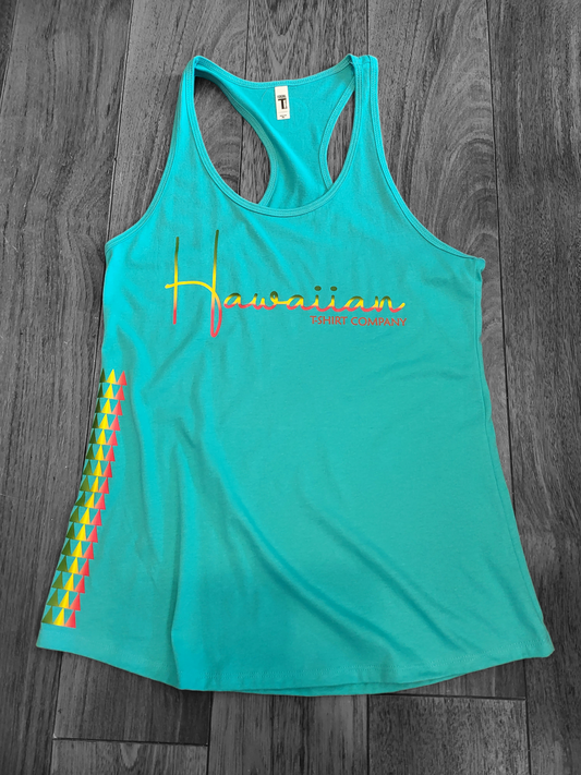 Womens Racerback Tanktops "Rasta Logo" (Tahiti Blue)